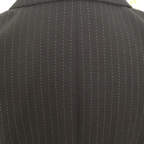 Kasper Black Pinstripe Pantsuit Tie-Waist Blazer Set Petite 8P - Picture 7 of 10
